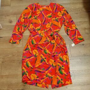 Vintage Gillian silk faux wrap dress NWT